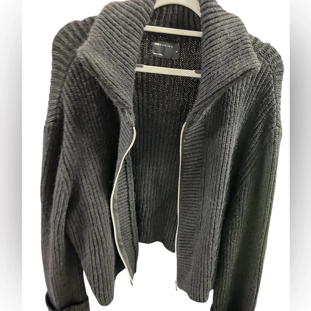 ASOS Black Ribbed Zip Cardigan Size L - Picture 6 of 14